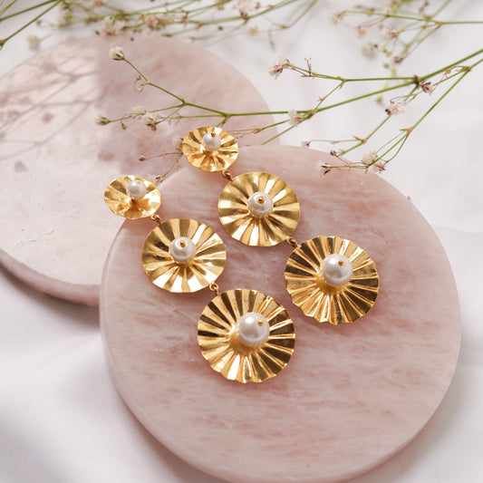 Handmade Flower With Pearl Earrings