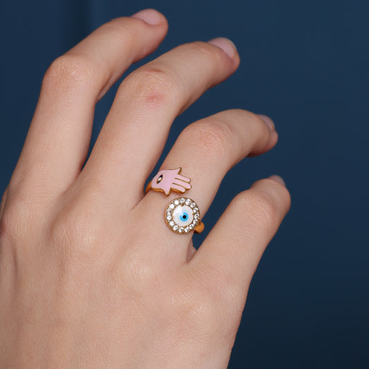 Hamsa & Evil Eye Ring