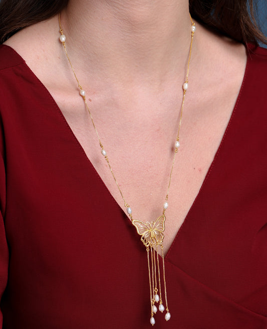 Butterfly  Pearl Necklace