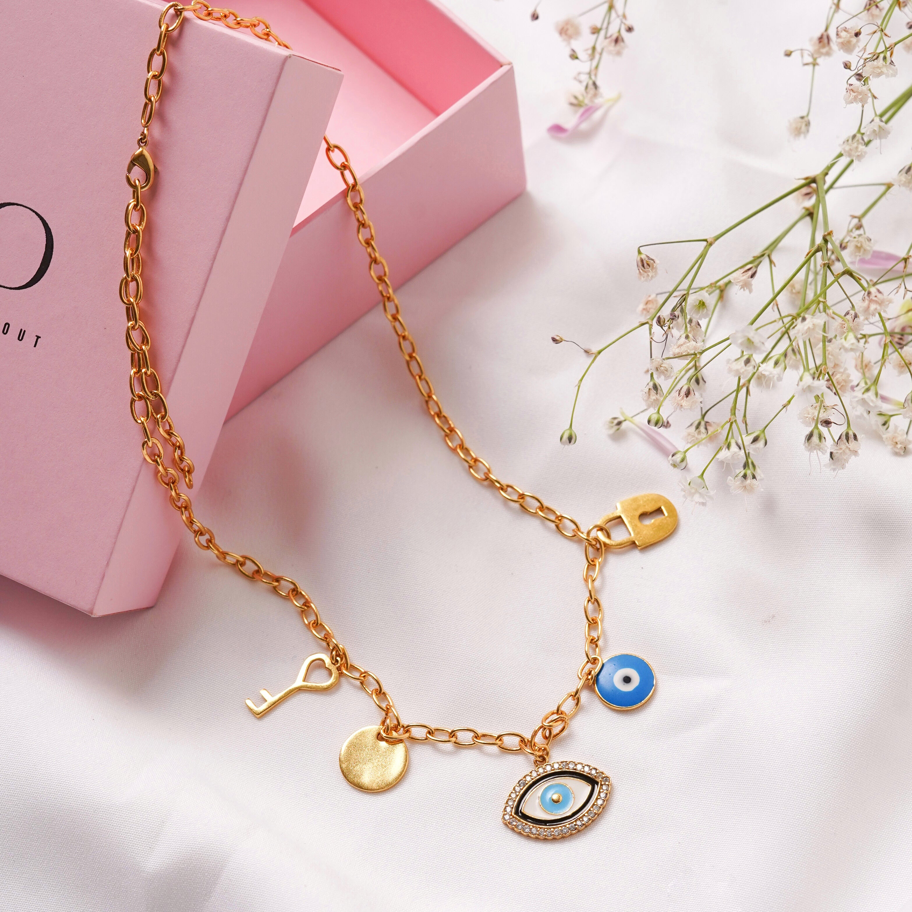 Multi charm Evil Eye Necklace Multi charm Evil Eye Necklace