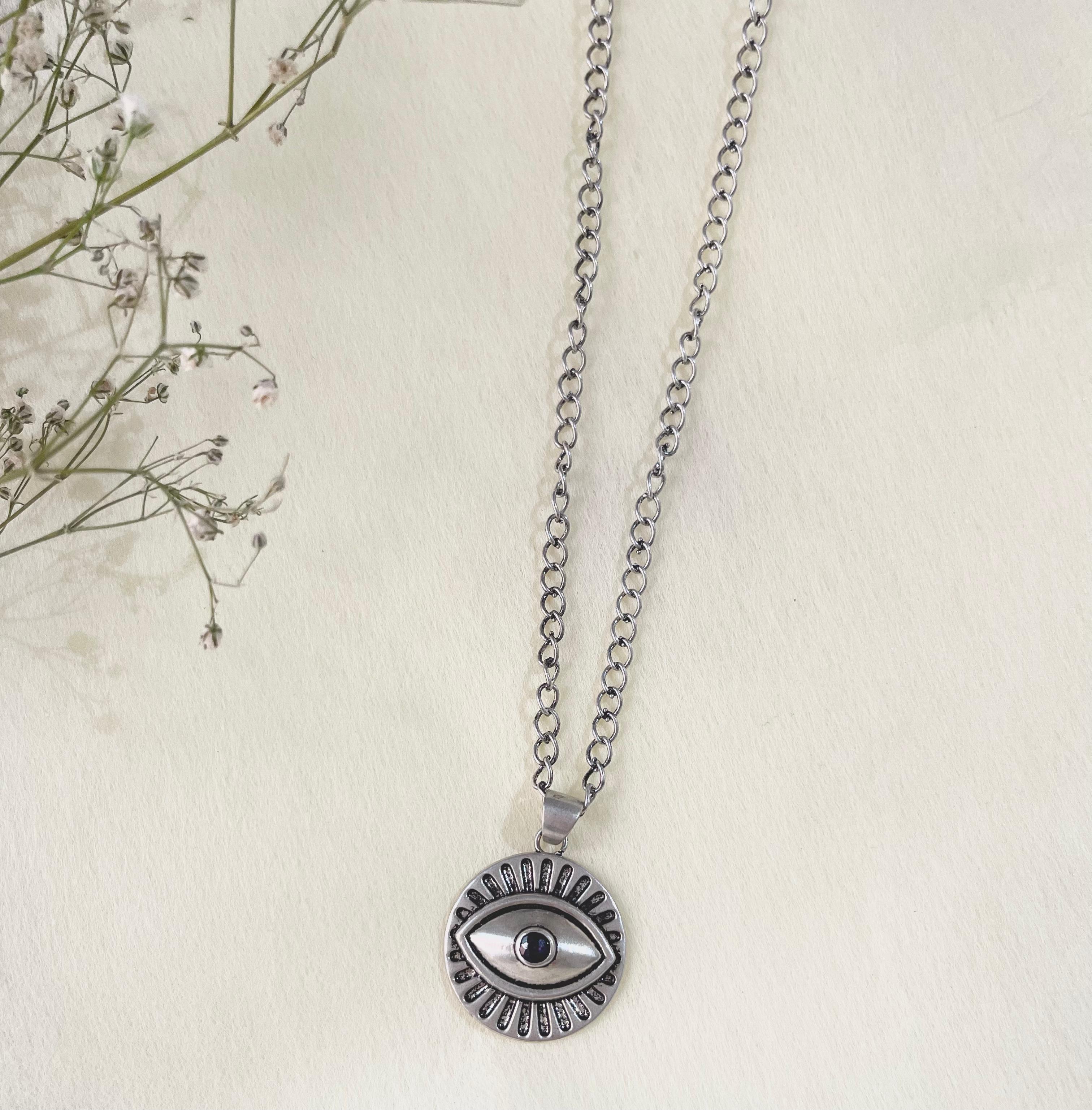 Oxidised  Evil Eye Necklace