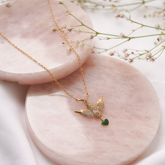 Gold Singing Bird Necklace, 24k Gold-Plated Copper