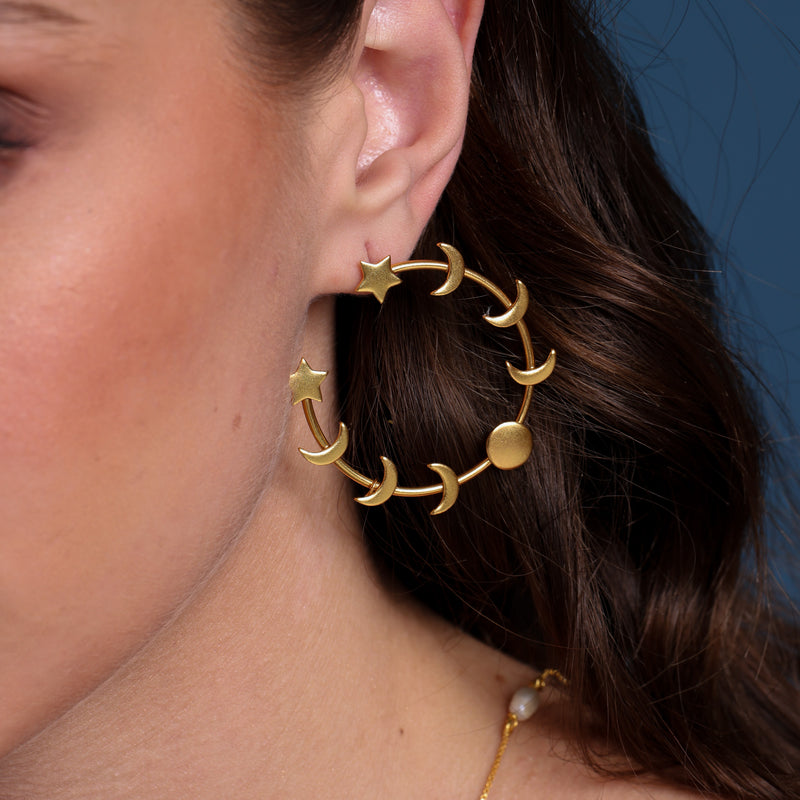 Star & Moon Dangle Earrings